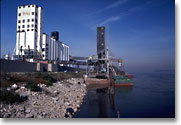 Loading grain barges on the Mississippi River