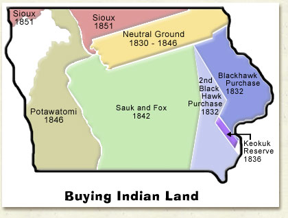 Iowan Indian Cessions Map
