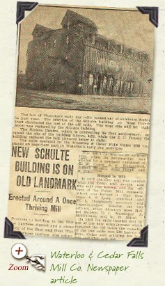 Waterloo and Cedar Falls Mill Co. Newspaper article