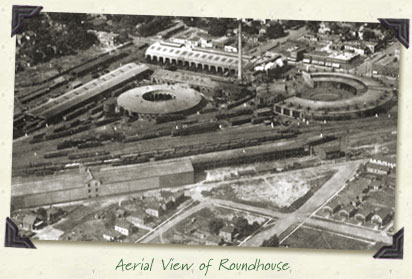 Aerial view of roundhouse
