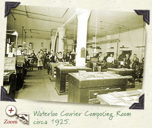 Waterloo Courier Composing Room, circa 1925