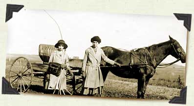 Florence and Beulah going to school c. 1920